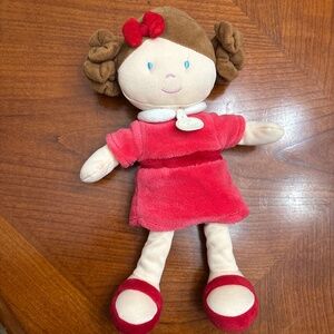 Doudou et Compagnie Paris Doll Brunette Girl Pink Dress Plush Stuffed Animal